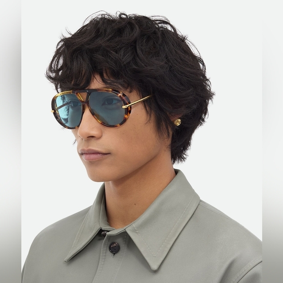 Bottega Veneta Drop Aviator Sunglasses in Black/Yellow (NEW) - Picture 6 of 16